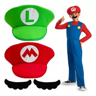 Sombrero Super Mario Bross Y Luigi Superheroe Para Ninos Set