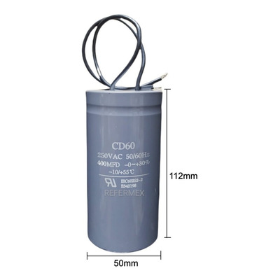 Capacitor Arranque Cd60 400uf 250v Cables Refacción 400mfd