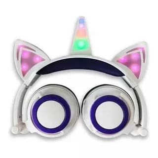 Auricular Infantil Unicornio Luz Led Anime Kawaii + Llavero Color Violeta