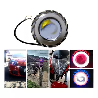 Farol Projetor Retrofit Led Duplo 2 Angel Eyes Carros Motos