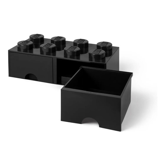 Lego Bloque Apilable Canasto 2 Cajones Brick Drawer 8 Color Black