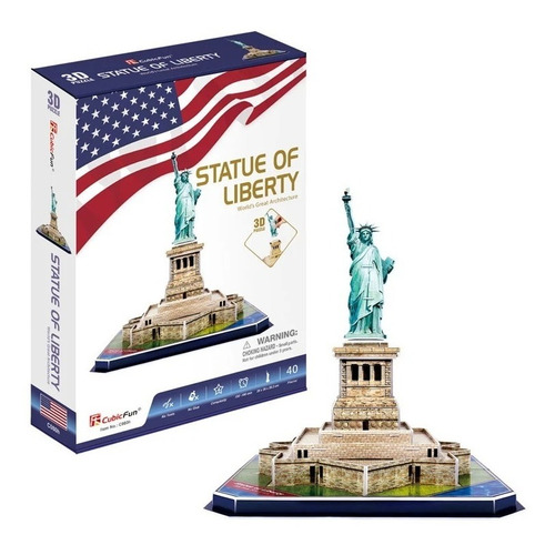 Estatua De La Libertad - Puzzle 3d Cubic Fun 39 Piezas