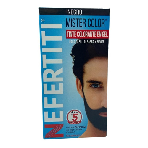 Nefertiti For Men Tinte Colorante En Gel Cabello Y Barba Tono Negro