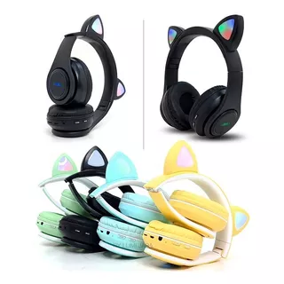 Auricular Bluetooth Orejas De Gato Con Luz Led P39m Micro Sd