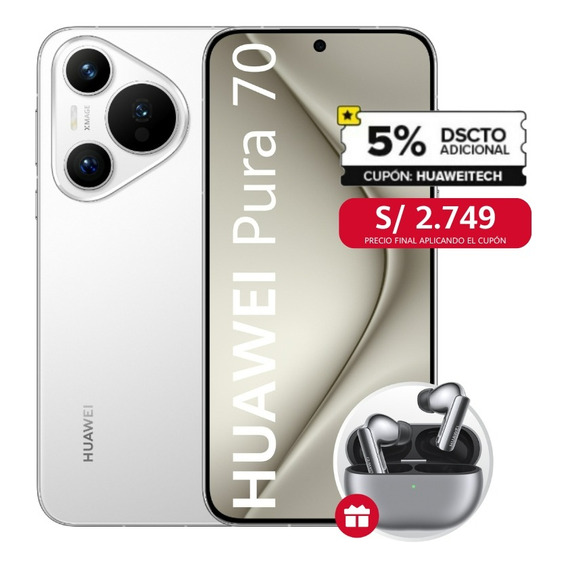 Huawei Pura 70 Blanco 12gb + 256gb Dual Simcard / Con Google