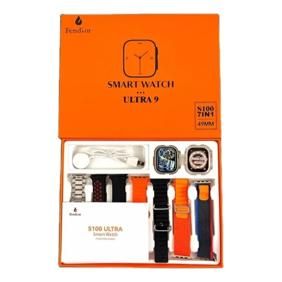 Smartwatch S100 Ultra 2 Set Reloj 7 Correas Hombre Mujer 