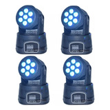 Set De 4 Cabeza Movil Wash Led 7 Led 15w Robotica Disco Dmx