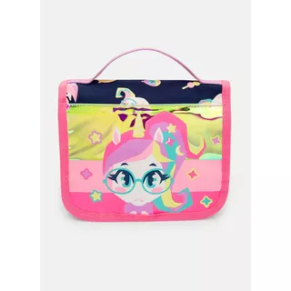 Necessaire Grande Feminina Holográfico Unicórnio Kawaii Puket