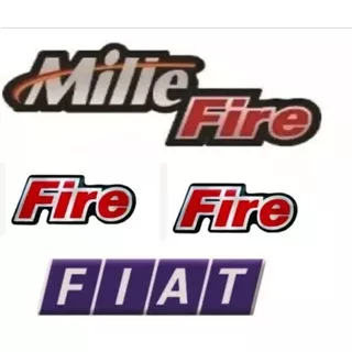 Kit Emblema Mille Fire + Fire + Fiat Traseiro 4 Pçs