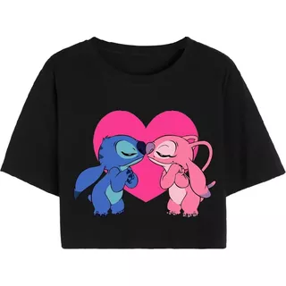 Cropped T Shirt Camiseta Casual Stitch Coração Love Casal