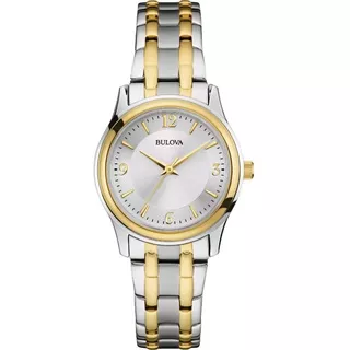 Reloj Bulova Corporate Original Acero Inoxidable Para Mujer Correa Plateado/dorado Bisel Plateado/dorado Fondo Plateado
