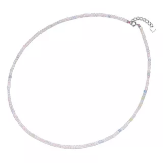 Colar Choker Pedra Natural Morganita Contas Fecho Prata 925 Cor Mix