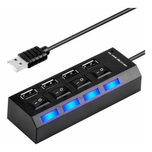 Hub Usb 2.0 4 Puertos De Alta Velocidad Con Indicador Led