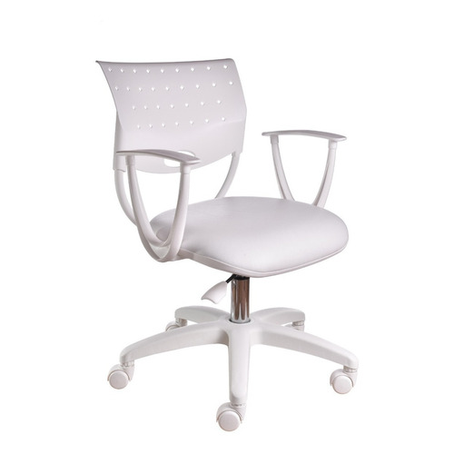 Silla de escritorio de Outlet Rombo Rombo Neumática ergonómica  blanca con tapizado de cuero sintético