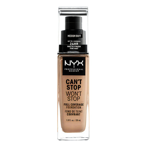 Base de maquillaje líquida NYX Professional Makeup Can't Stop Won't Stop Full Coverage Foundation Base Nyx Professional Makeup Can't Stop Won't Stop tono medium buff - 30mL 30g