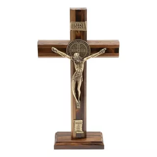 Crucifixo Mesa Ou Parede Madeira 26 Cm Mesclado