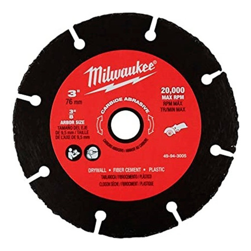 Disco Abrasivo De Carbono 3 X 3/8 Milwaukee 49943005 Color Negro