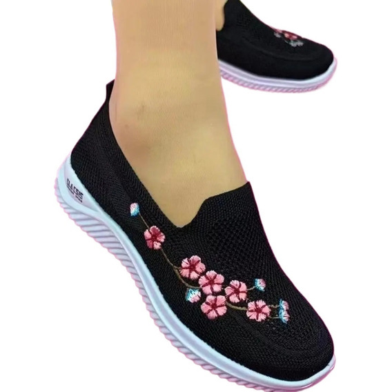 Zapatillas De Deporte De Mujer De Malla Transpirable Floral