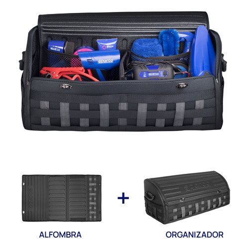 Organizador De Auto Baúl Sparco Impermeable Color Negro Liso