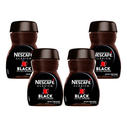 4 Pack Café Soluble Clasico Black Nescafe 40 Grs