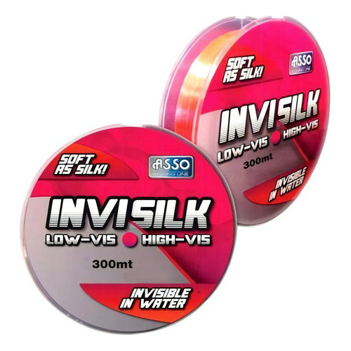 Nylon Asso Invisilk P/ Pesca Medida 0.20mm 300mts 15.2 Lbs Color Rosa