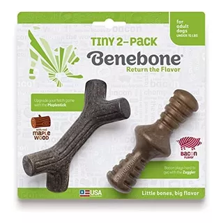 Benebone Maplestick/bacon Zag 2-pk Juguete Hueso Perro Tiny