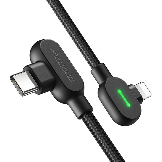 Cable Lightning compatible con iPhone USB-C Pd en L 36 W, color negro