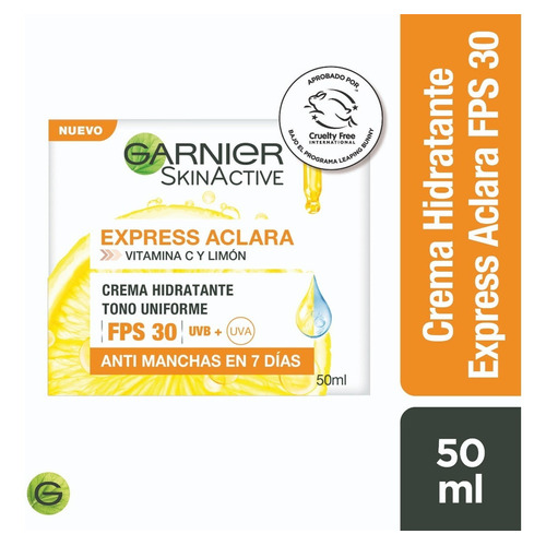 Crema Hidratante Garnier Skin Active Express Aclara Fps 30 Tipo de piel Todo tipo de piel