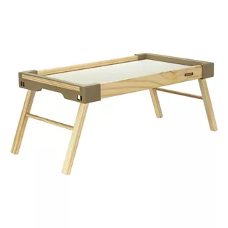 Mesa Bandeja Cama Desayuno Tramontina Plegable Madera Color Crema C Marrón