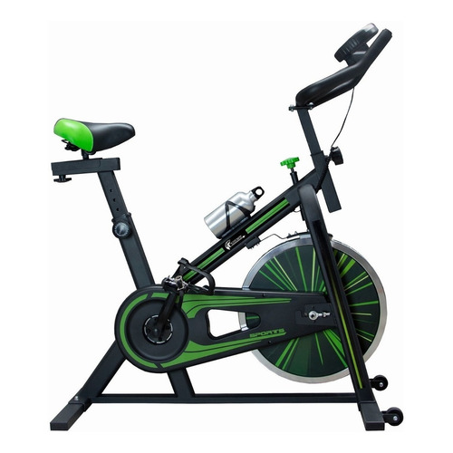 Bicicleta Spinning 10kg Centurfit Ajustable Cardio Fitness Color Negro/Verde