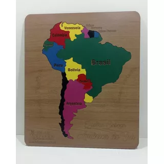 Quebra Cabeça Educativo Mapa America Do Sul Mdf