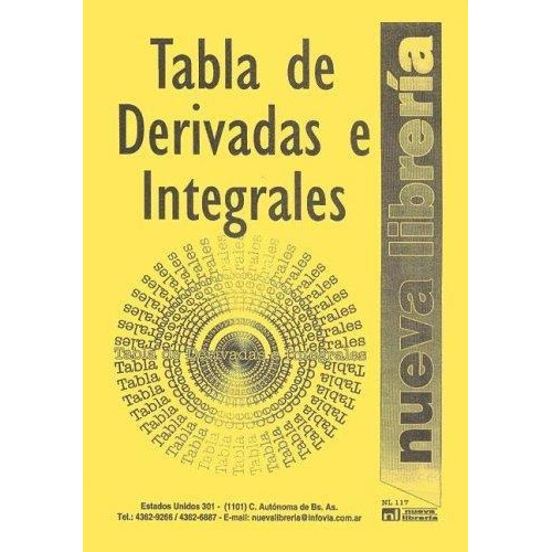 Tabla Derivadas E Integrales 2/ed - Nueva Libreria