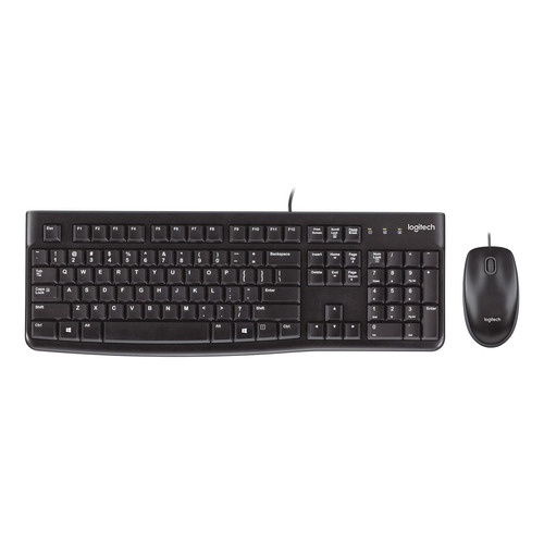 Kit de teclado y mouse Logitech MK120 Inglés UK de color negro