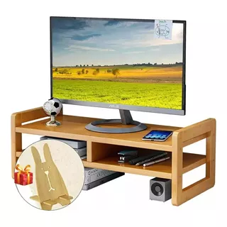 Soporte De Monitor De Madera Para Escritorio De Computadora , Elevador Monitor Stand Ergonómico De 2 Niveles, Base Monitor Y Portatil Pantalla Ordenador Mesa