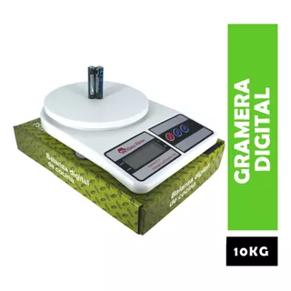 Balanza Pesa Gramera Digital Para Comercio 7 Kg Con Pilas Capacidad Máxima 10 Kg Color Blanco