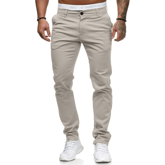 Pantalones De Moda Para Hombres De Color Puro Casual 