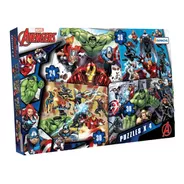 4 Puzzles Rompecabezas Marvel Avengers 30-36 Pzs Vengadores