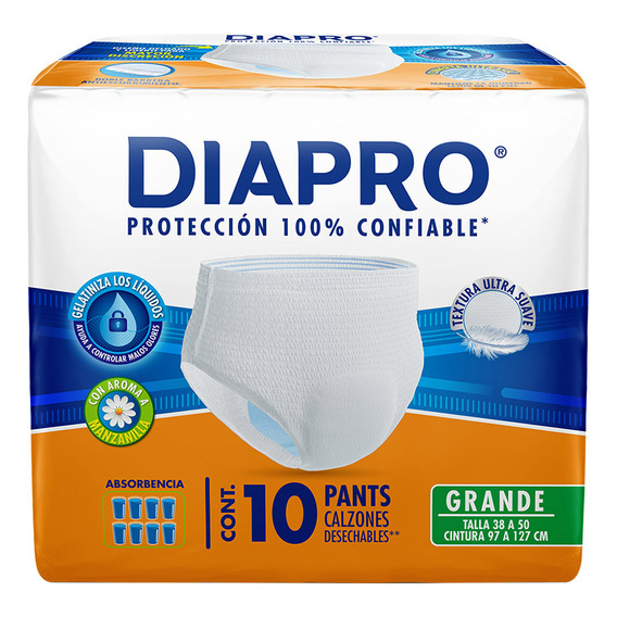 Pañales para adultos descartables Diapro Pants Calzon Desechable Grande x 10 u