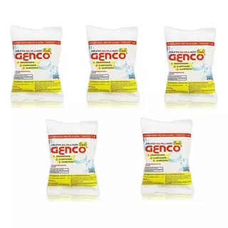 Kit C/5 Cloro Pastilha 200g Múltipla Ação 3 Em 1 Genco 