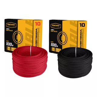 Combo: 2 Rollos Cable Cal. 10 Negro Y Rojo 100mts C/u