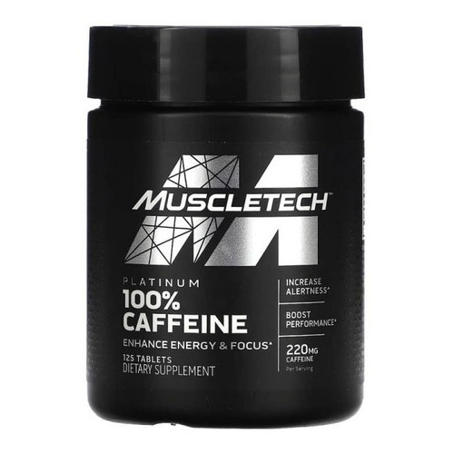 Muscletech 100% Caffeine 220 Mg 125 Tabletas Cafeina Cafeína Sabor Sin Sabor