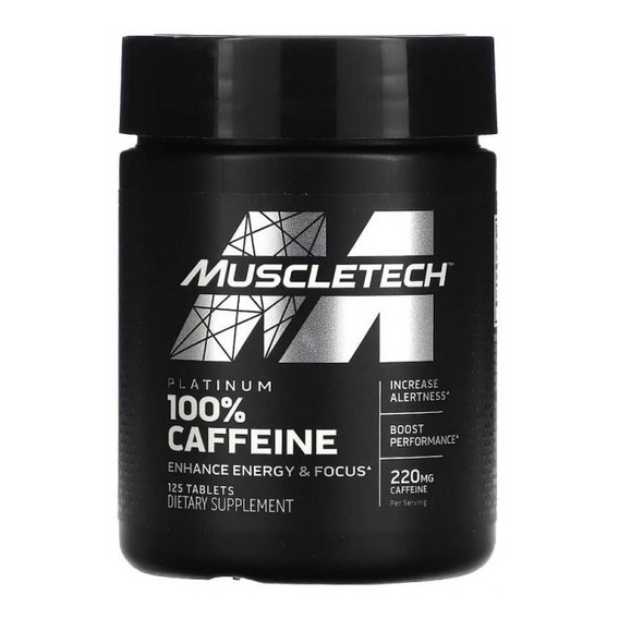 Muscletech 100% Caffeine 220 Mg 125 Tabletas Cafeina Cafeína Sabor Sin Sabor