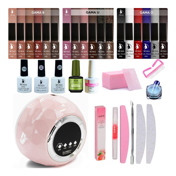 Kit Gelish 18pz Profesional Completo Lámpara Base Top Primer