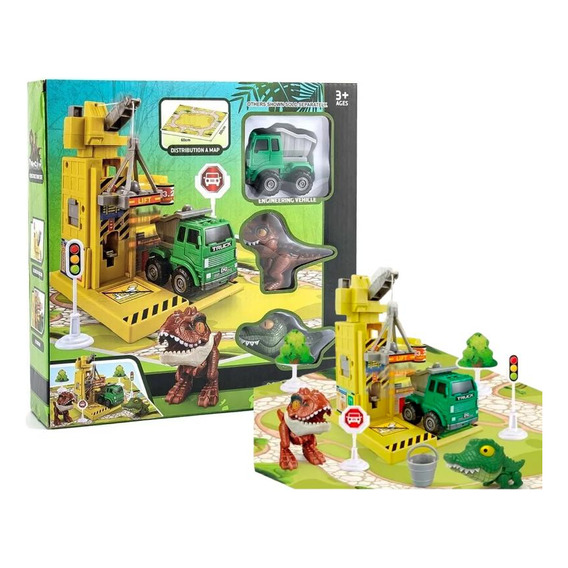 Juego Set De Construcción T-rex Con Camión Y Grúa