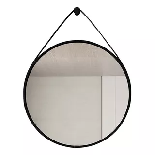 Espelho Requinte Aparador Fixação Parede Alça Preta 60 Cm Moldura Preto