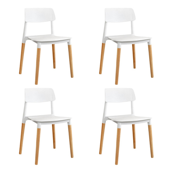 Silla De Comedor Milan Nordica Flia Hdc Group Pack X4 Unidades Color Blanco 