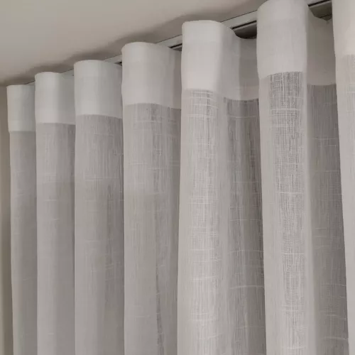 Cortina de lino con forro opaco, 100% doble raíl, 6 x 2,78 cm, color blanco