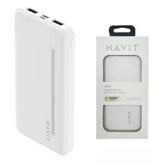 Cargador Batería Externa Power Bank 10000mah 2 Usb Havit Color Blanco