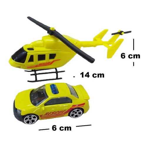 Set Auto Con Helícoptero De Rescate Juguete Teamsterz Wabro Color Rojo Personaje Emergency Response Amarillo