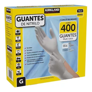 Guantes Nitrilo Kirkland Talla Grande Multiusos 400 Pzas